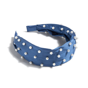 Pearl Wide Headband-Blue