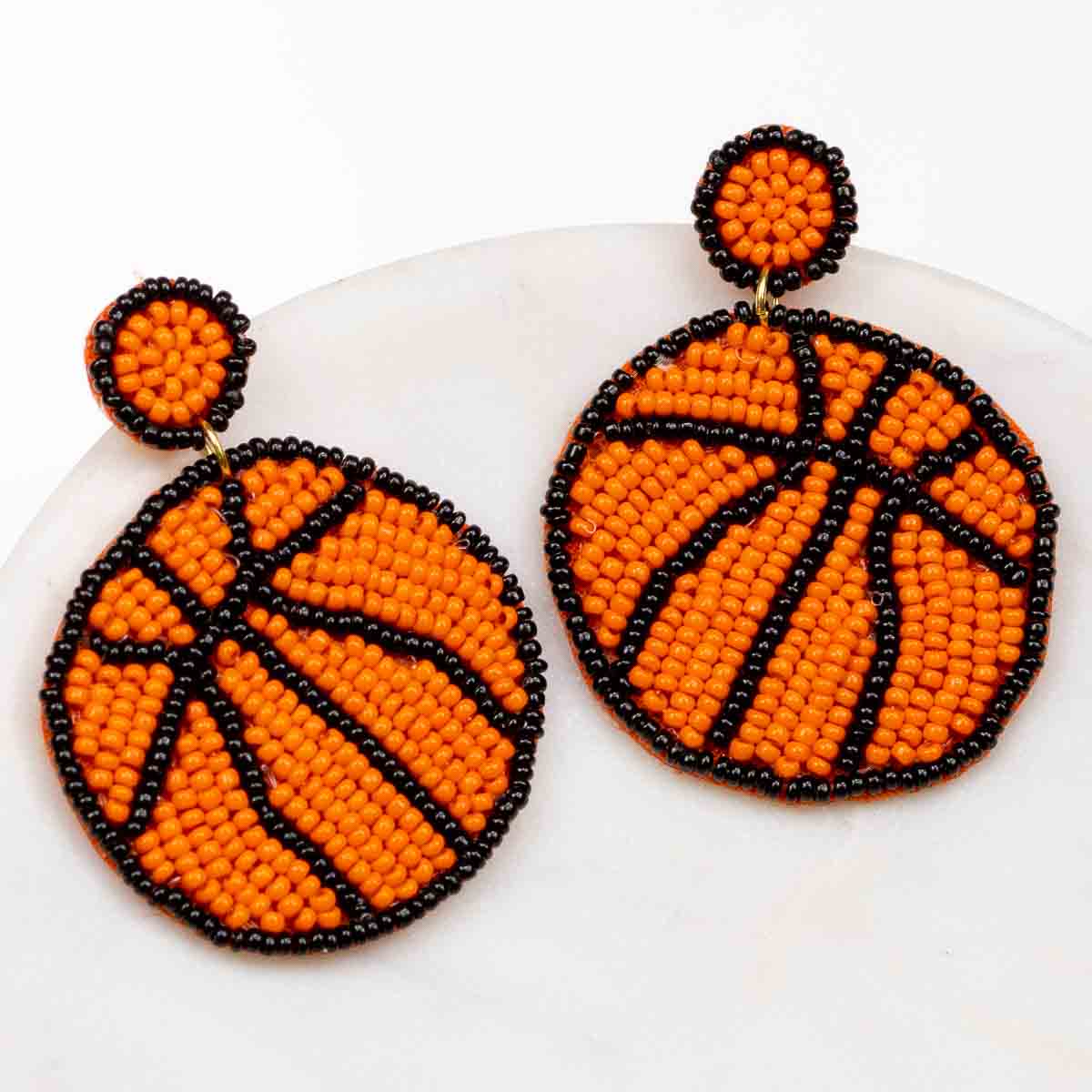 Basketball Beaded Earring