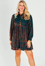 Load image into Gallery viewer, Teal &amp; Copper Babydoll Dress
