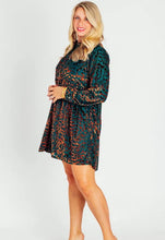 Load image into Gallery viewer, Teal &amp; Copper Babydoll Dress
