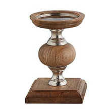 Load image into Gallery viewer, Wood &amp; Silver Candle Sticks

