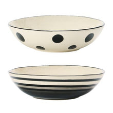Load image into Gallery viewer, Black &amp; Cream Stoneware Serving Bowl
