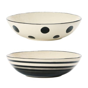 Black & Cream Stoneware Serving Bowl