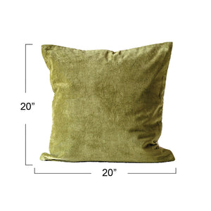Green Square Velvet Pillow