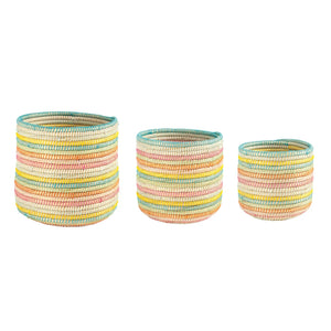 Hand-woven Multicolor Grass Basket
