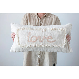 "Love" Embroidered Pillow