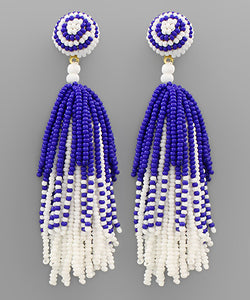 Blue & White Tassel Earrings