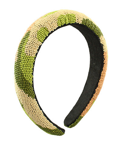 Seed Bead Headband -Olive Camo