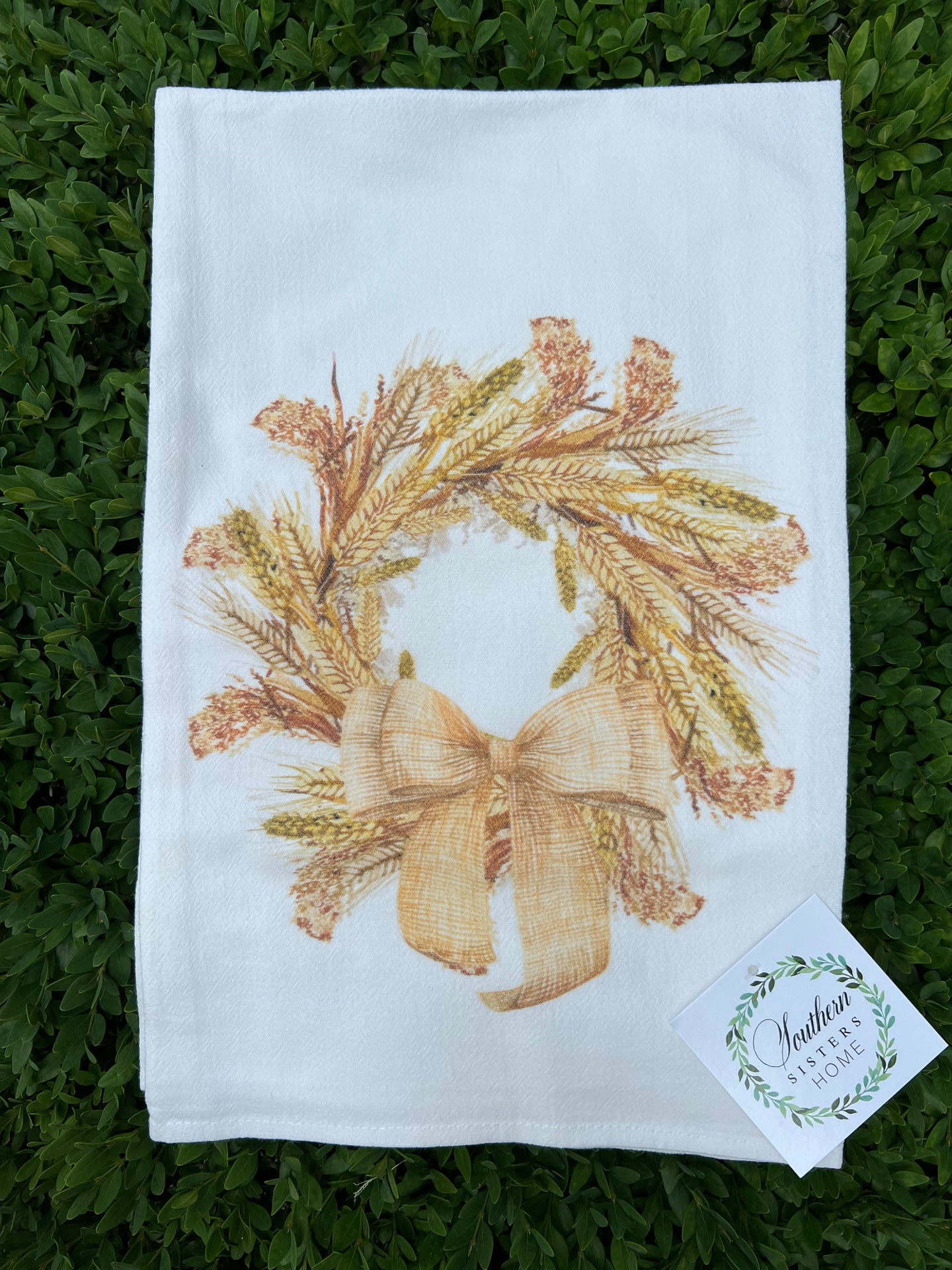Wheat and Barley Wreath Tea Towel